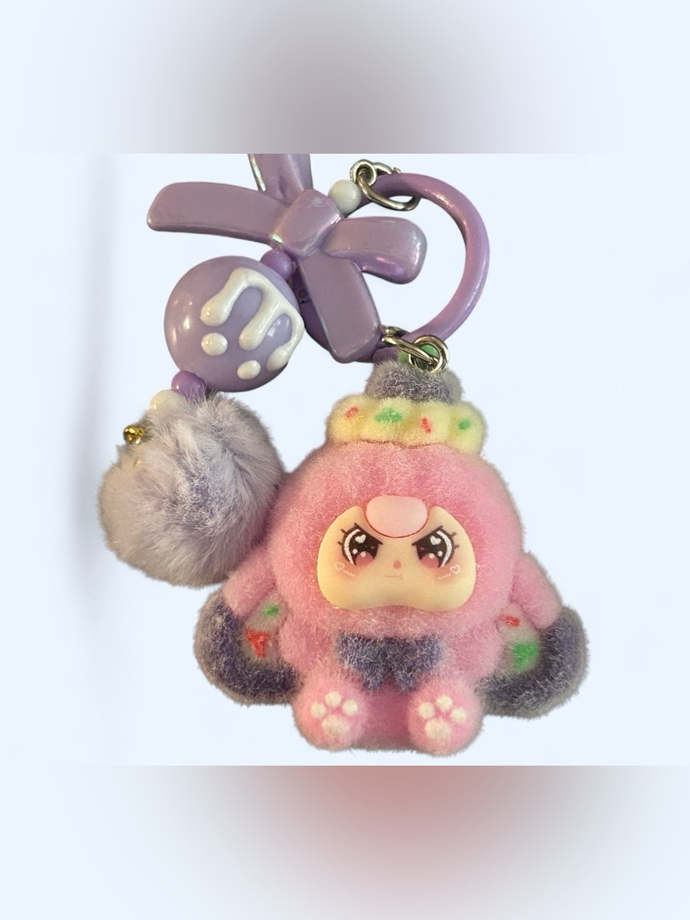 kawaii plush bear keychains with pom pom + bow details - Picture 3 of 4